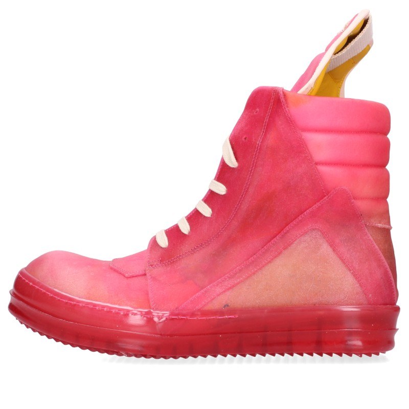 Rick Owens Geobasket Clear Leather Sneakers Pink Size EU 43