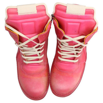 Rick Owens Geobasket Clear Leather Sneakers Pink Size EU 43