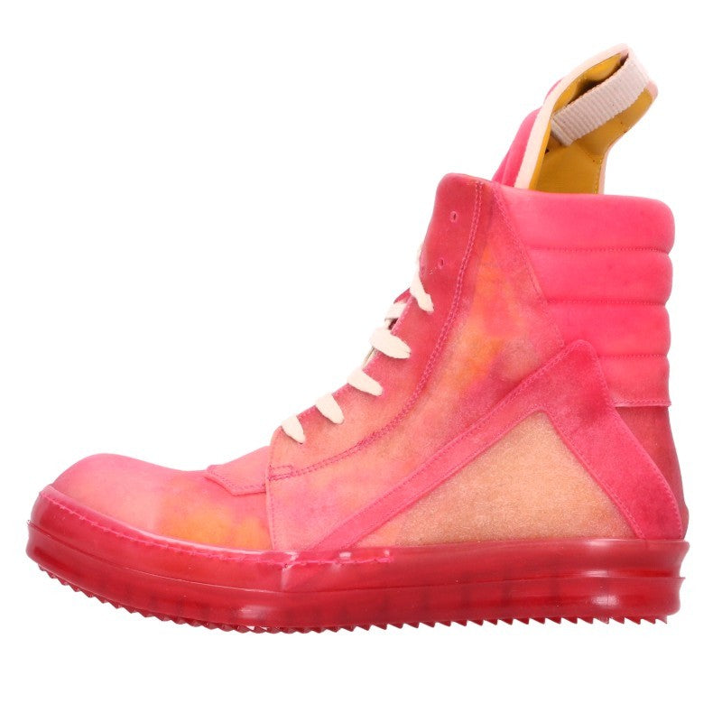Rick Owens Geobasket Clear Leather Sneakers Pink Size EU 40