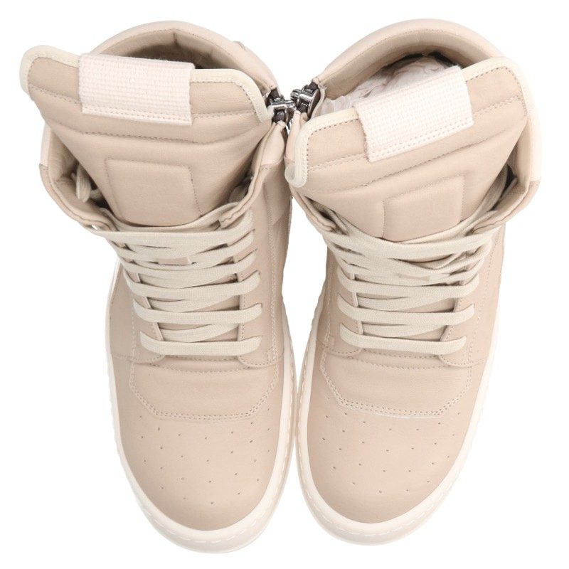 Rick Owens Geobasket Leather Sneakers Beige/White Size EU 40