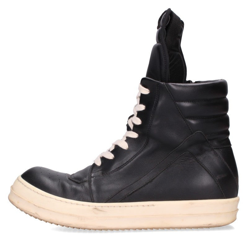 Rick Owens Geobasket Leather Sneakers Black/White Size EU 41