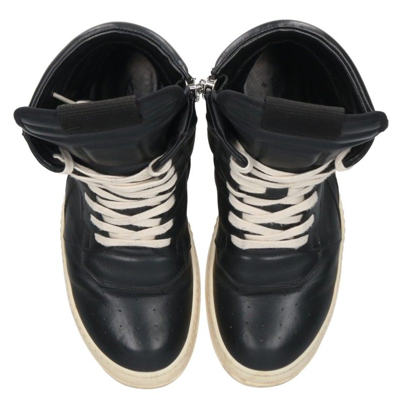 Rick Owens Geobasket Leather Sneakers Black/White Size EU 41