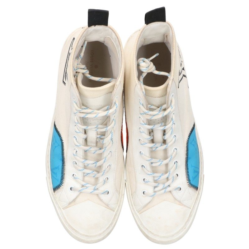 LOUISVUITTON Tattoo Line High-Top Sneakers White Size 8