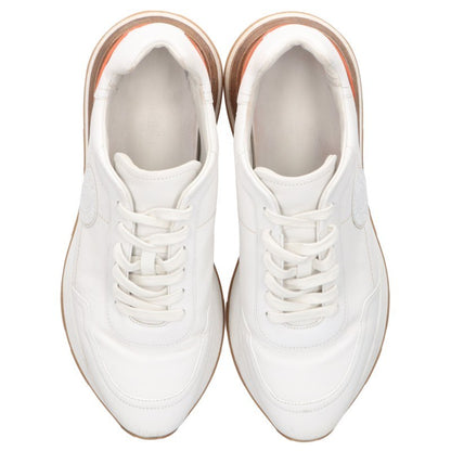 HERMES Drive Sellier Patch Leather Sneakers White Size 42.5