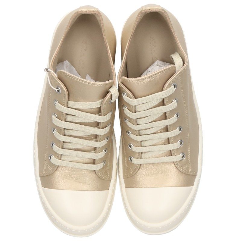 Rick Owens RAMONES LOW Metallic Sneakers Gold Size EU 39