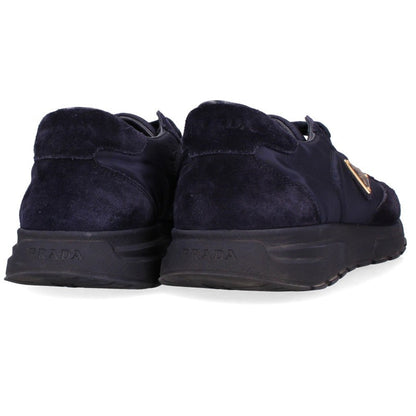 PRADA Nylon Panel Triangle Logo Sneakers Navy Size 7.5