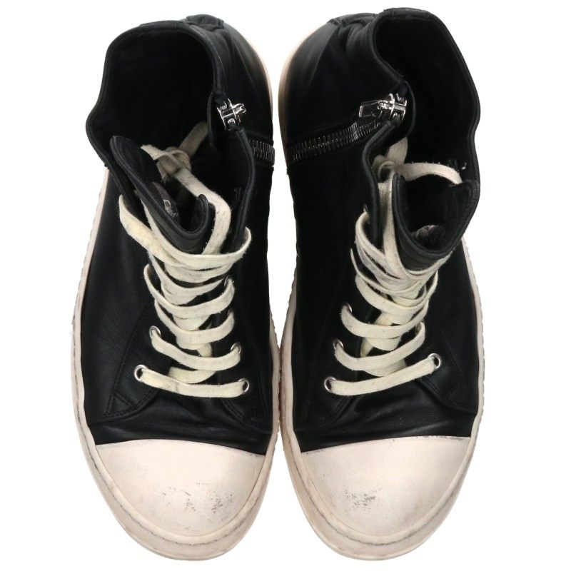 Rick Owens RAMONES Leather Sneakers Blk/Wht Size EU 41