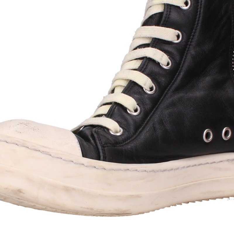 Rick Owens RAMONES Leather Sneakers Blk/Wht Size EU 41