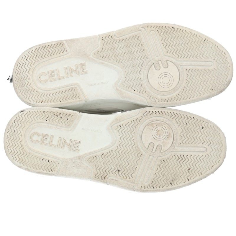 CELINE CT-07 Lace-Up Low-Top Sneakers White Size EU 41