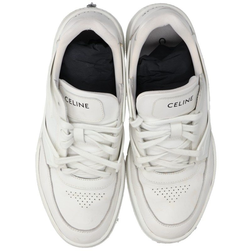 CELINE CT-07 Lace-Up Low-Top Sneakers White Size EU 41