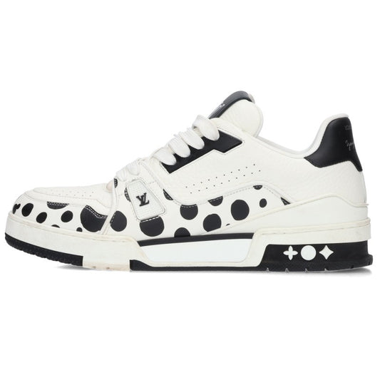 LOUISVUITTON x Kusama Dot LV Trainer Sneakers Wht/Blk Size 7