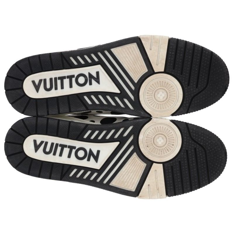 LOUISVUITTON x Kusama Dot LV Trainer Sneakers Wht/Blk Size 7