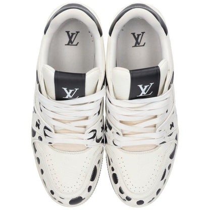 LOUISVUITTON x Kusama Dot LV Trainer Sneakers Wht/Blk Size 7