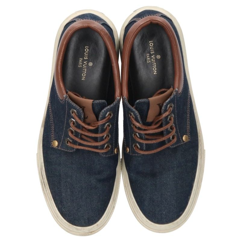 LOUISVUITTON Denim Low Top Sneakers Blue Size 7.5