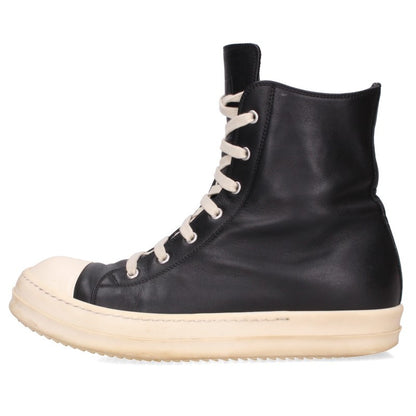 Rick Owens Leather Black/White Hi-Top Sneakers Size EU 42