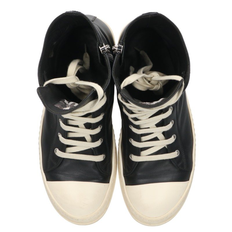 Rick Owens Leather Black/White Hi-Top Sneakers Size EU 42