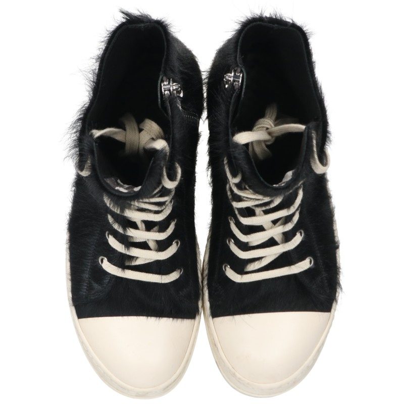 Rick Owens RAMONES Pony Hair Hi-Top Sneakers Size EU 42