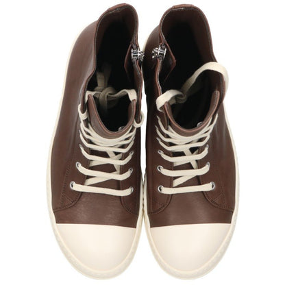 Rick Owens Ramones Leather Sneakers Brown/White Size EU 42