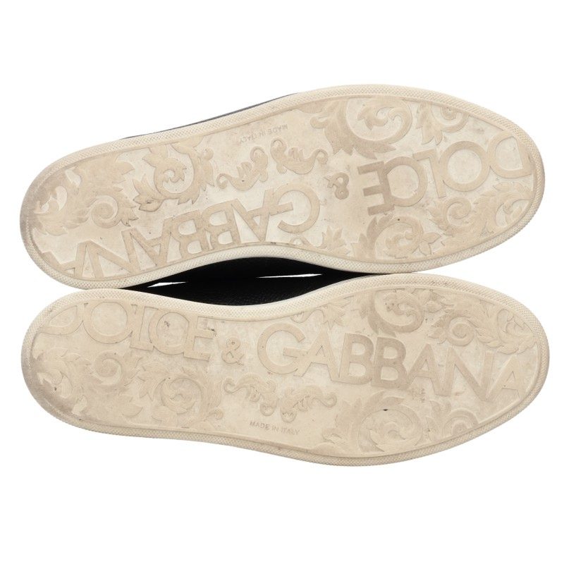 DOLCE & GABBANA Leather Low-Top Sneakers Black Size 8