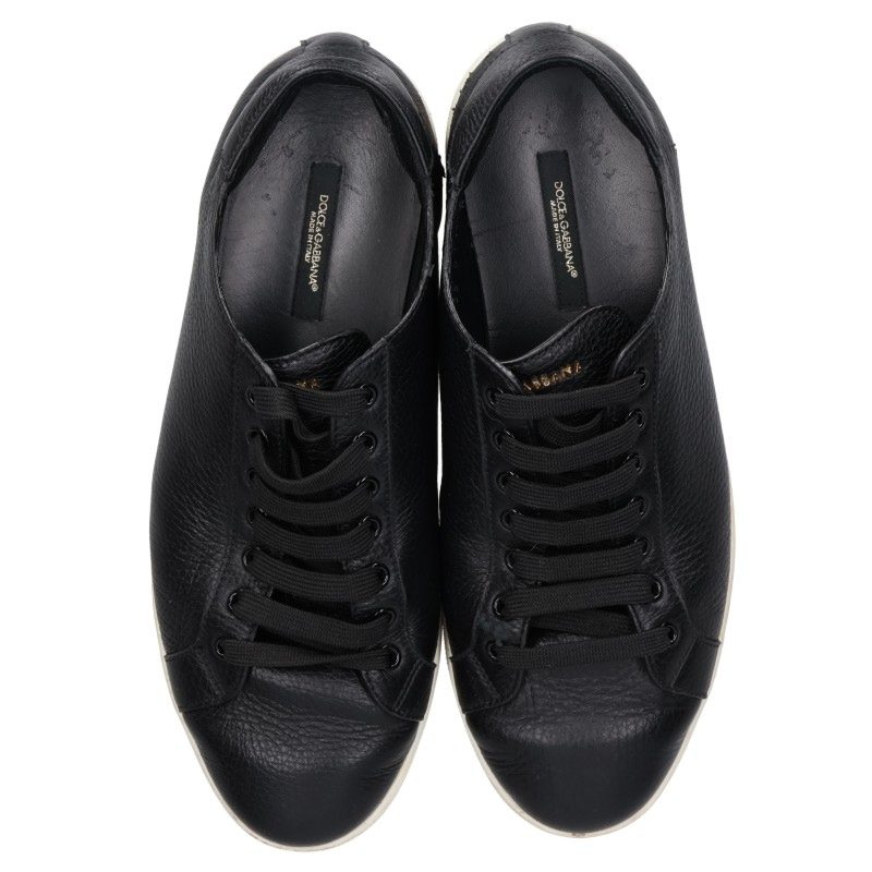 DOLCE & GABBANA Leather Low-Top Sneakers Black Size 8