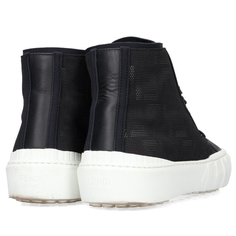FENDI FF Logo High-Top Sneakers Black/White Size 7