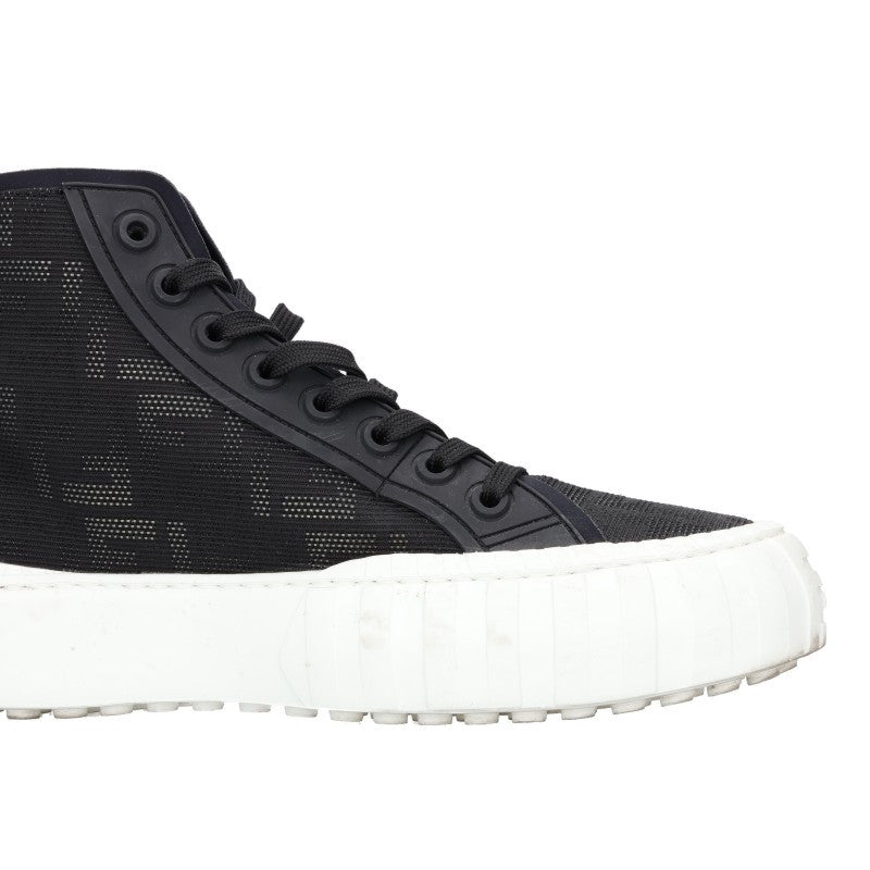FENDI FF Logo High-Top Sneakers Black/White Size 7