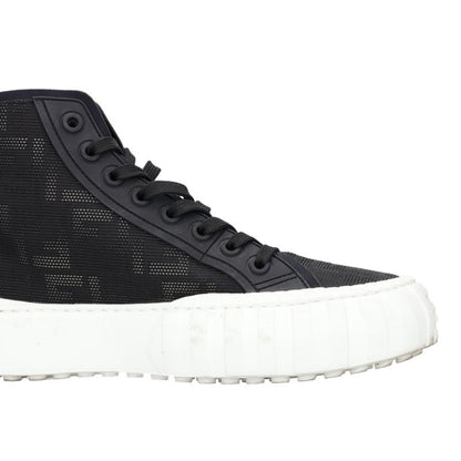 FENDI FF Logo High-Top Sneakers Black/White Size 7