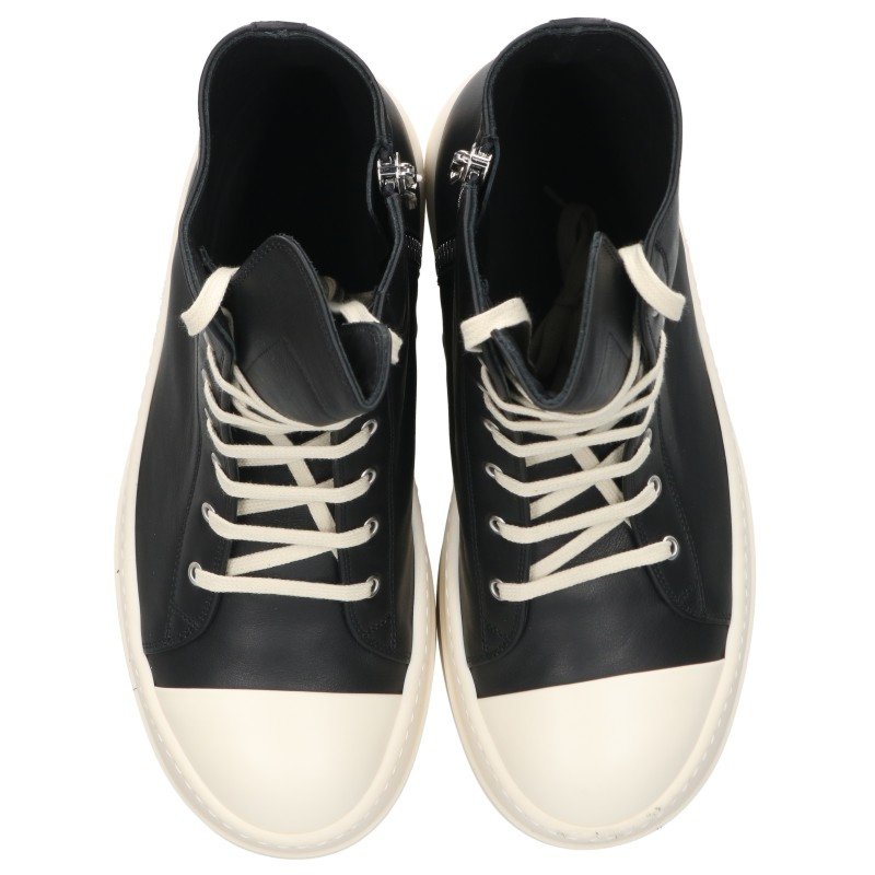 Rick Owens MEGA BUMPER Leather Hi-Top Black White Sneakers Size EU 45
