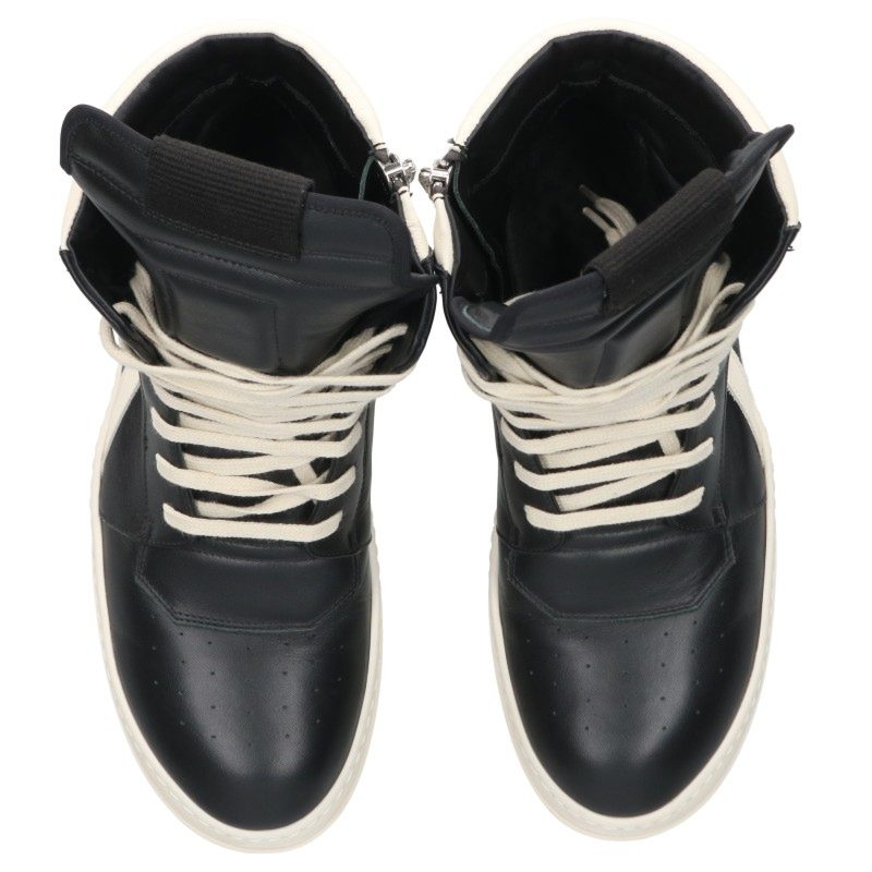 Rick Owens Geo Basket Leather Sneakers Blk/Wht Size EU 42
