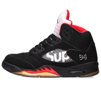 Supreme x Nike Air Jordan 5 Retro Black Red Sneakers Size 27.5cm