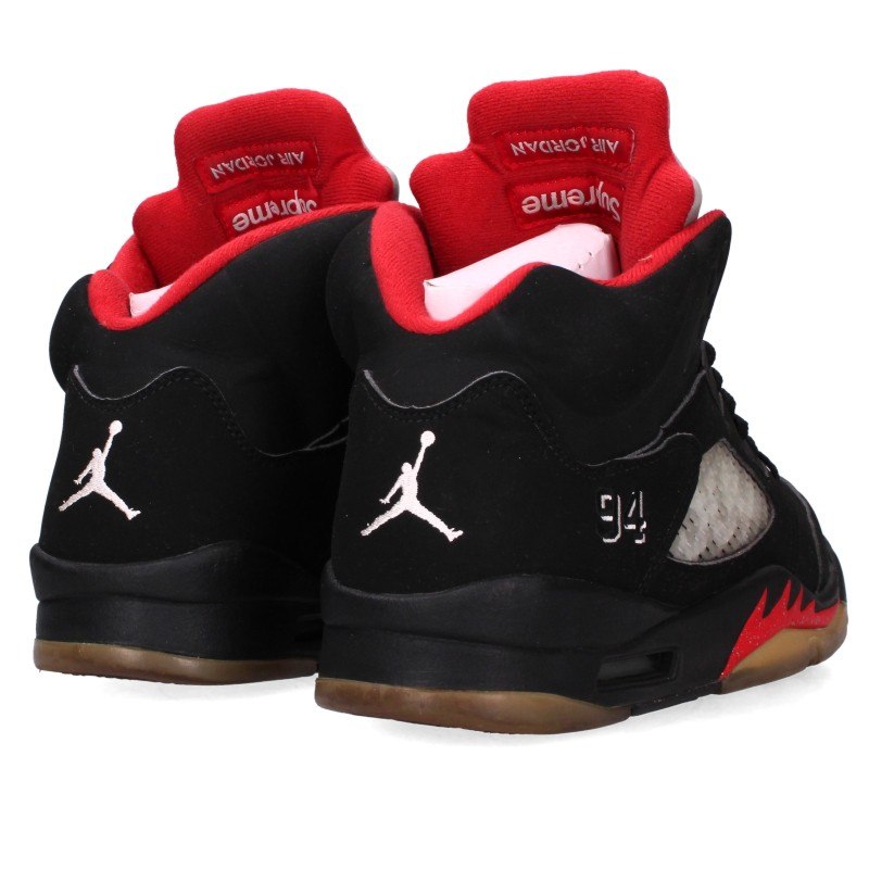 Supreme x Nike Air Jordan 5 Retro Black Red Sneakers Size 27.5cm