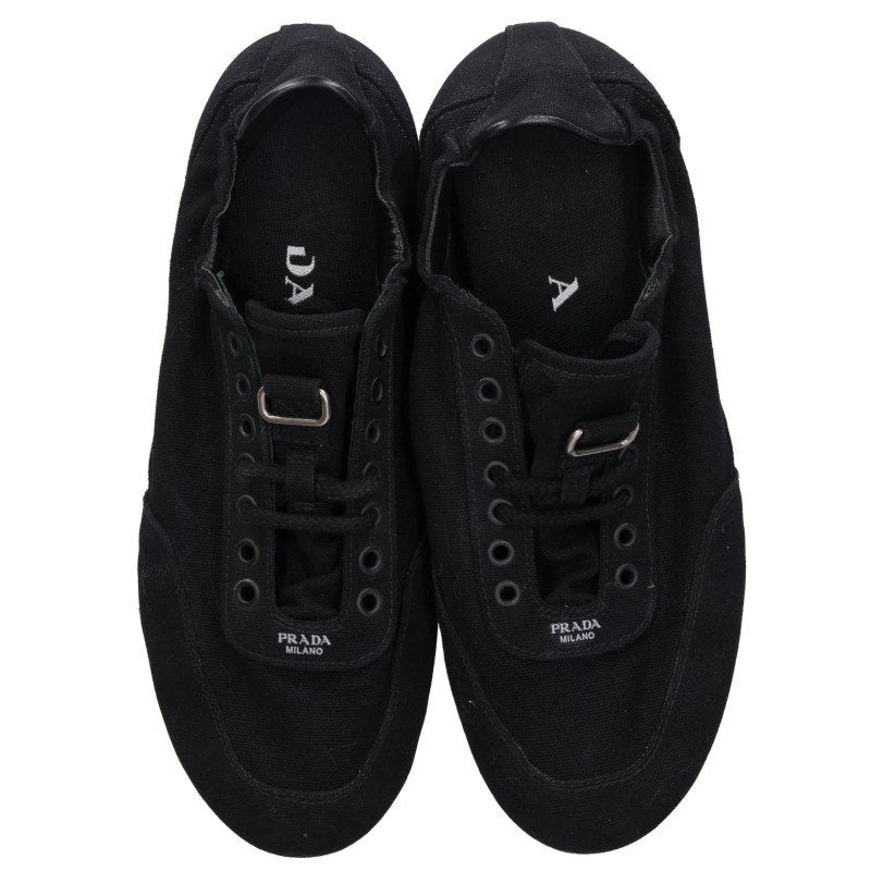 PRADA Collapse Canvas Sneakers Black Size 8.5