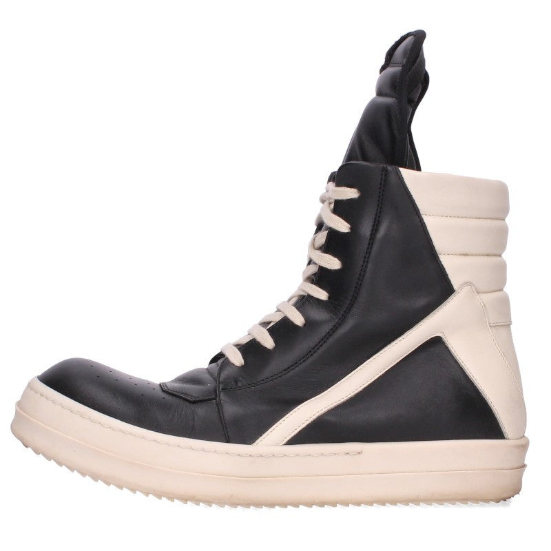 Rick Owens GEO BASKET Leather Hi-Top & White Sneakers Size EU 41