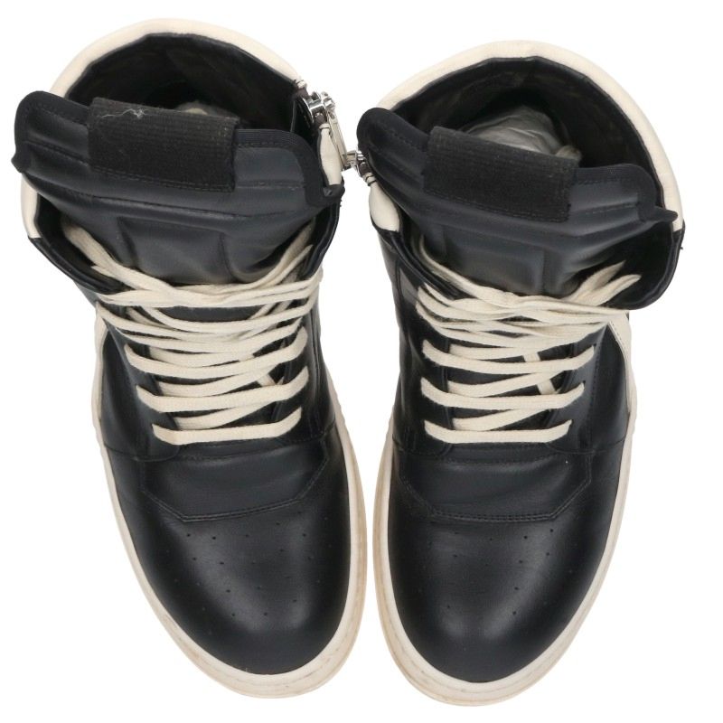 Rick Owens GEO BASKET Leather Hi-Top & White Sneakers Size EU 41
