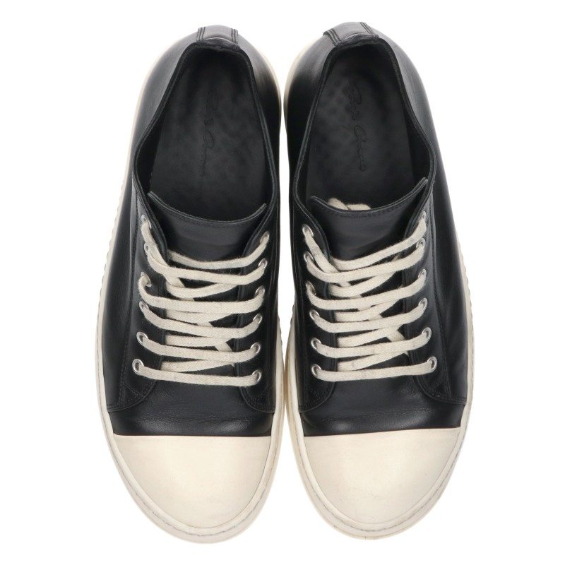 Rick Owens RAMONES LOW Leather Low-Top & White Size 41.5