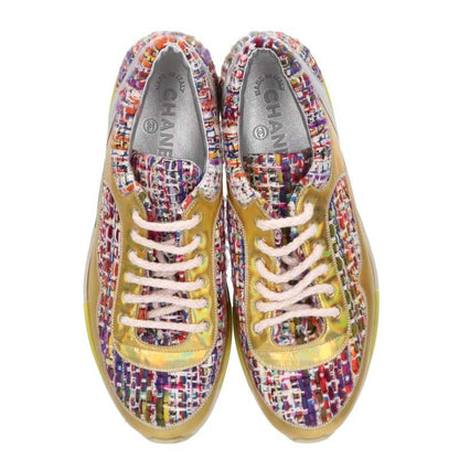 CHANEL G30442 Tweed Patent Multi-Color Sneakers Size 39.5