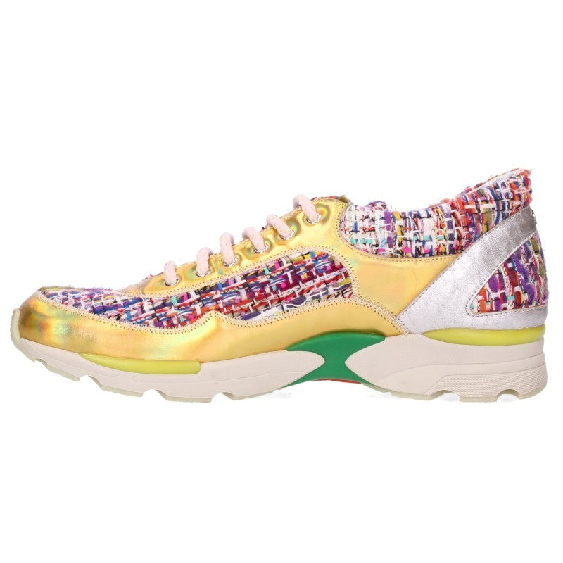 CHANEL G30442 Tweed Patent Multi-Color Sneakers Size 39.5