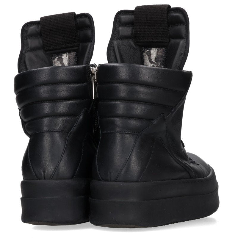 Rick Owens MEGA GEO BASKET Leather Sneakers Black Size EU 41