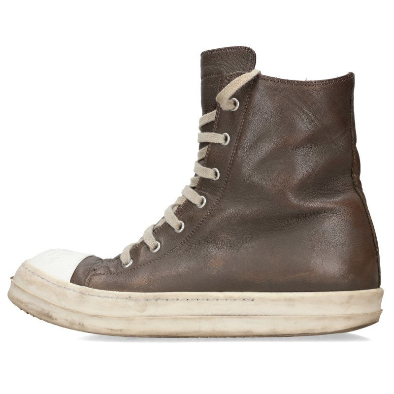 Rick Owens Ramones Leather Hi-Top Sneakers Green Size EU 41