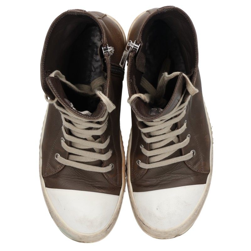 Rick Owens Ramones Leather Hi-Top Sneakers Green Size EU 41