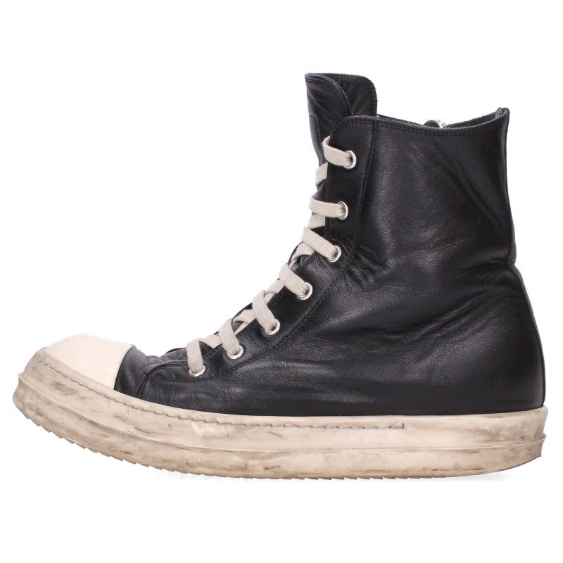 Rick Owens Ramones Leather Hi-Top Sneakers Black Size EU 41