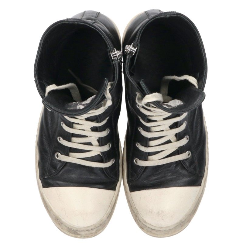 Rick Owens Ramones Leather Hi-Top Sneakers Black Size EU 41