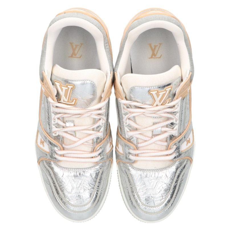LOUISVUITTON LV Trainer Metallic Sneakers Silver Size 7