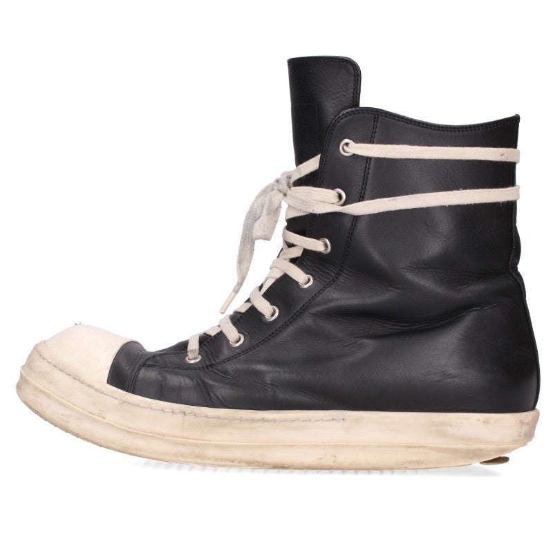 Rick Owens Ramones Leather High-Top Black White Size EU 44