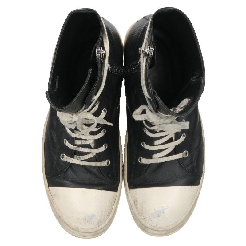 Rick Owens Ramones Leather High-Top Black White Size EU 44
