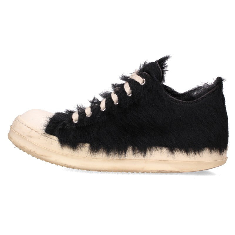Rick Owens RAMONES LOW Fur Sneakers Black/White Size EU 42