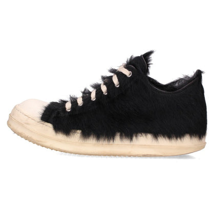 Rick Owens RAMONES LOW Fur Sneakers Black/White Size EU 42