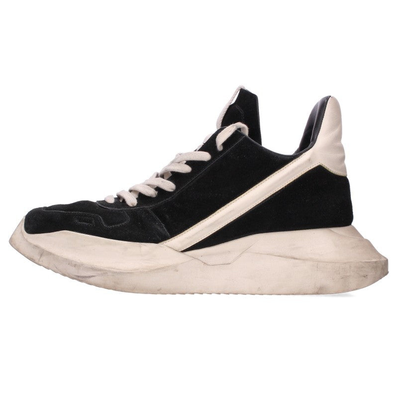 Rick Owens GETH RUNNER Suede Sneakers Black/White Size EU 43