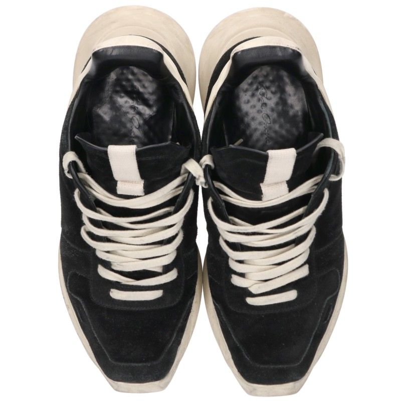 Rick Owens GETH RUNNER Suede Sneakers Black/White Size EU 43