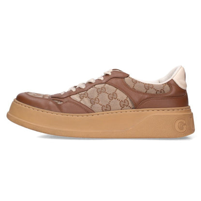 GUCCI GG Canvas Leather Low-Top Sneakers Beige/Brown Size 10